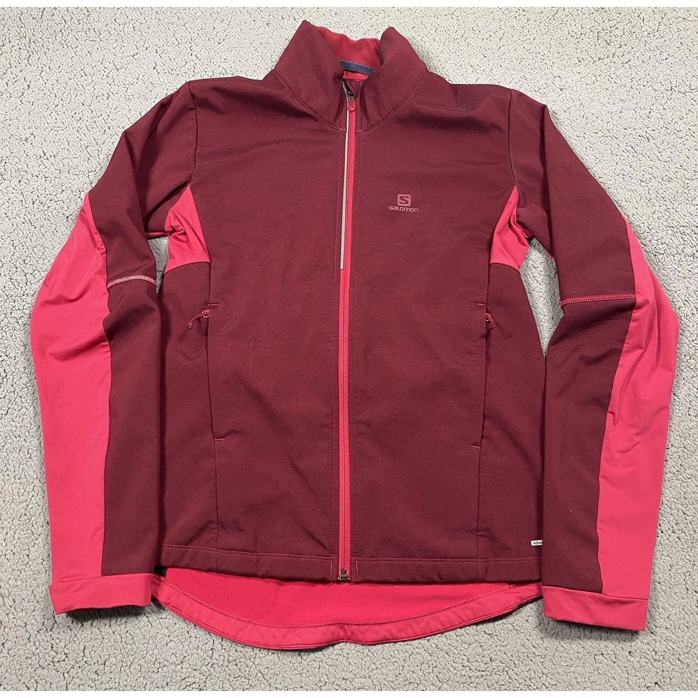 Salomon Jacket Womens Large Pink Red AdvancedSkin Shield Softshell Windbreaker